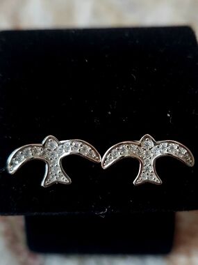 Tocara Crystal Pavé Seagull Stud Earrings - Silver Tone